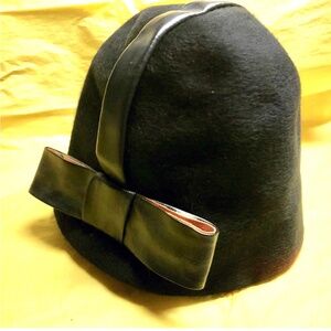 Vtg 40s Henry Pollak Pone Soie Women's Small Black Melange Blend Wool Bucket Hat